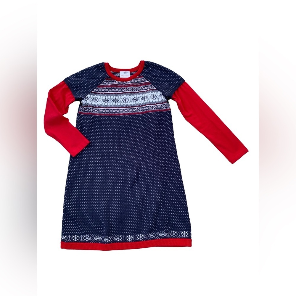 Hanna Andersson Size 140, 10, Fair Isle Holiday Winter Layered Sweater Dress